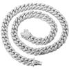 HALUKAKAH 14MM da Uomo Catena a Maglie Cubane Iced out Collana Girocollo 20 Pollici (50cm) Finitura Oro Bianco Platino,Cz Pieno Diamond Cut Set di Punte, Regalo per Lui