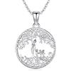 Friggem Collana Donna Albero della Vita in Argento 925 Famiglia Madre e Figlio Figlia Collana con Ciondolo, Compleanno Festa della Mamma Gioielli Regali per Mamma Figlia Nonna Sorella (E-madre e tre figli)