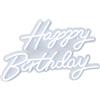 Relaxdays Insegna LED Happy Birthday, Decorazione Luminosa, appendibile, USB, 28x40 cm, Bianco Freddo