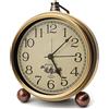 Maxspace Orologio da tavolo in metallo dorato, retrò, vintage, senza ticchettio, piccola, funzionamento a batteria, movimento al quarzo silenzioso, orologio da scrivania in vetro HD, per camera da