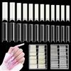 Adonafy 480 Pezzi Unghie Finte Trasparenti: Extra Lunghe Tip Unghie - XL Curva a C Nail Tips - Semicoperte Acrilico Unghie Finte (Trasparente, Naturale)
