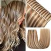 EINbeauty Double Weft Extension Capelli Veri 1pc 50g 50cm Extension Capelli Veri Lisci Invisibili Remy Umani Human Hair Extension (20Inch,P6/18K#)