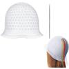 Heanvmyss Kit per Evidenziare i Capelli,Cuffia per Mèches,Cuffia per Capelli in Silicone con Foro Perforato,Cappucci per Tinture per Capelli,Tappi per Evidenziare con Gancio per Donne Uomini(Bianco)