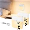 HOTUT Luce Notturna Batteria, 2 Pezzi Luce Notturna con Sensore di Movimento Ricaricabile Tramite USB, 3 modalità Magnete Incorporato, 3000K Bianco Caldo, per Cameretta, Cucina, Corridoio, Soggiorno
