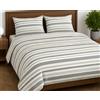 L'Emporio Casa Set Lenzuola Flanella Letto Matrimoniale 100% Caldo Cotone sopra 240x290 + sotto Angoli 160 a180x195 a 200 + 2 Federe 50x80 (Riga Grigio)