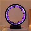 NNOVAT Lampada in cristallo naturale, tre modalità di illuminazione, luminosità regolabile, alimentazione porta USB (ametista scura rotonda nera)