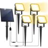 NATPOW Faretti Solari a Led da Esterno, 4 en 1 3000K Luci Solari da Giardino, 2 Modi, Automaticamente Acceso o Spento, Impermeabile IP65 Luci Esterne ad Energia Solare per Cortile, Patio, Alberi