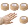 TGKEAIY Cerotto per Dita Autoadesivo, 4 Rotoli Benda Autoadesiva per le Dita (2,5cm x 4,5m), Rotoli Benda Elastica Coesiva per Nastro Resistente a Polvere, Grasso e Sporco per Dita(Beige)