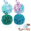 sinzau Spugne da Bagno, 4 Pezzi Spugna da Doccia, Spugna Peeling, Fiore da Doccia in Rete, per Scrub Corpo, Spazzola per il Corpo, Comoda, Morbida