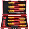 Hoteche VDE Set di 13 cacciaviti isolati per elettricisti - SL, PH, PZ, T - 1 tester elettrico VDE - scatola di plastica rossa/nera