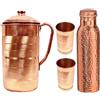 - Sans marque/Générique - Brocca per acqua in rame 100% brocca da 2 litri bottiglia martellata tazza in...
