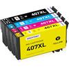 SINOPRINT 407XL Cartucce d'inchiostro Compatibili per Epson 407 XL Cartucce per Epson Workforce Pro WF-4745 WF-4745DTWF WF4745(1 Nero, 1 Ciano, 1 Magenta, 1 Giallo)