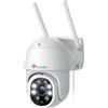 Ctronics Telecamera di sorveglianza esterna 2 K 4 MP WiFi 2560 x 1440 P PTZ WiFi IP Telecamera per esterni con rilevamento automatico, rilevamento persone, visione notturna colorata, rotazione a 355°