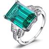 JewelryPalace Anelli Grandi Argento 925 Simulato Smeraldo, Solitario Anello con Pietra Verde Quadrato, Classico Fedine Fidanzamento Zirconi, Promessa Anello da Cocktail Gioielli