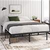 Zinus Justin - Letto da 140 x 190 cm, altezza 36 cm, con ripostiglio sotto il letto, con piattaforma in metallo, colore: nero