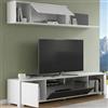 Dmora Parete Attrezzata Gruf 41x200x180h cm Bianco Lucido 6 Ripiani Modulabile, Apertura Battente e a Ribalta