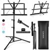 CAHAYA Leggio Musicale 2-in-1 con Supporto da Tavolo 70-138 cm Pieghevole | Stabile, portatile e pieghevole, altezza regolabile, borsa inclusa, ideale per lezioni, prove e concerti