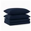 Tribeca Living Luxury Solid Flannel Deep Pocket Sheet Set, Flanella, Dark Blue, King