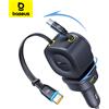 BASEUS Caricabatteria per auto Baseus 60W 100W 30W 240W 4 porte Cavo doppio retrattile integrato PD Caricatore per telefono per auto USB tipo C a ricarica rapida