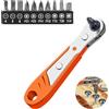 gvivej Cacciavite a Cricchetto, Mini chiave a cricchetto, con 10 Diverse Punte di Cacciavite, magnetiche per Cacciavite,Cacciavite ad Angolo Reversibile, per Riparazione Dell'auto
