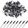 BESTYCHAO 100 pezzi rivetti ciechi in alluminio 4 mm x 12.7 mm, rivetti pop rivetti aperti, confezione da 100 - Nero