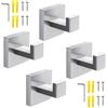 zzmikiteck Towel Robe Clothes Closet Sponges Hook,SUS 304 Stainless Steel Wall Hooks for Bathroom Kitche (quare hook sliver 4 pack)