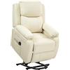 EasyComfort Poltrona Alzapersona Reclinabile a 160° con Poggiapiedi e Telecomando, in Pelle PU e Acciaio, 76x90x105 cm, Crema