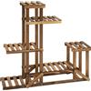 Easycomfort Scaffale Porta Piante Asimmetrico a 6 Livelli per Giardino e Casa in Legno, 98x28x96.5cm