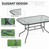 Easycomfort Tavolo da Giardino con Foro per Ombrellone, Arredamento da Esterno in Metallo e Vetro 120x80x70cm Grigio