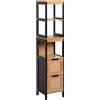 Easycomfort Colonna Bagno con 2 Cassetti e 3 Vani Aperti in Legno MDF e Bambù 30x30x144.3 cm