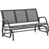 Easycomfort Panchina a Dondolo da Giardino a 3 Posti in Metallo e Tessuto a Rete Traspirante, 147x75x85cm, Grigio