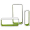 King Collection King Home M1105004/B Set 3 Pezzi Mensola Rettangolare Stondata in MDF Bicolore, Bianco/Verde
