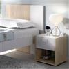 Dmora - Comodino Catinaccio, Tavolino da notte, Comò basso a 1 cassetto, 40x33h42 cm, Bianco e Rovere