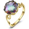 JewelryPalace 5.7ct Anello Solitario Donna Argento 925 con Natural Quarzo Arcobaleno, Anelli Colorati Donna con Pietra a Taglio Esagonale, Anello Multicolore Oro Anniversario Set Gioielli Donna 10.5