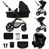 kk Kinderkraft Kinderkraft MOOV XL 3 in 1, Passeggino fino a 27 kg, Carrozzina, Con Seduta I-SIZE 40-75 cm, Pieghevole, Ammortizzatore, Convertibile, Navicella XL, Con Accessori, Nero