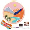 JSRQT Paesaggio Punch Needle Kit, Ricamo Starter Kit Ago Punzonatura per Adulti, Set per Principianti Punto Croce Aghi da Punzonatura con Telaio da Ricamo, Aghi e Fili