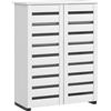 HOMCOM Mobile Scarpiera Moderno a 5 Livelli con 4 Ripiani Regolabili e Ante a Doghe, per 15 paia di scarpe in Legno, 76x33Px98 cm, Bianco | Aosom Italy