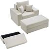 VEVOR Chaise Longue, Poltrona Modulare Senza Osso da 1115 mm per Interni, Sedia da Lettura Oversize in Velluto a Coste con Cuscini e Braccioli, Divano con Seduta Profonda per Soggiorno, Beige