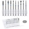 JEEZAO 10 Pezzi Punte Fresa Unghie,Punta da Trapano per Fresa Manicure Elettrica Professionale Accessori per Lucidatura,Rimozione Gel, Pelle Morta, Strumenti per Manicure (03)
