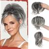 Sofeiyan Coda Cavallo Capelli Extension con grabber, Dritto Corto coda di cavallo un filo metallico morbido incorporato, Parrucca sintetica ponytail a clip per donna,Sale e Pepe