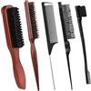 Kunoli 5 Pezzi Spazzola Capelli, Setole Cinghiale, Spazzola per capelli con setole di cinghiale