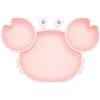 Linowos Piatto per bambini in silicone, Tappetini Antiscivolo con forte aspirazione adatta FDA e BPA Portatile per seggiolone e viaggi per Neonati Tovaglietta Piastra Divide (Crab Pink)