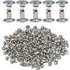 Selyse Set di 200 borchie a doppio tappo da 7 mm, rivetti in pelle in acciaio inox, rivetti cavi, per pelle, borchie in metallo per borse, scarpe, cinture, vestiti e artigianato fai da te (argento)