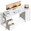 Coleshome Scrivania con 6 Cassetti, 160x52 cm Scrivania Salvaspazio, Scrivanie Ufficio con Ripiani per l'Ufficio di Casa, Bianca