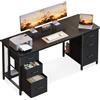 Coleshome Scrivania con 6 Cassetti, 160x52 cm Scrivania Salvaspazio, Scrivanie Computer con Ripiani per l'Ufficio di Casa, Nero