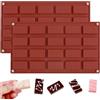 YXHZVON 2 stampi per cioccolato, in silicone, rettangolari, con 20 scomparti, antiaderente, senza BPA, per brownies e cheesecake (rosso mattone)