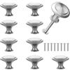 JYSNOW 10 Pezzi Pomelli per Mobili, Maniglie per Mobili da Cucina, 27mm Pomelli per Cassetticon Viti, Pomello Rotonda a Foro Singolo, per Cassetti, Armadietti, Cassettiere, Argento