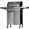 GTR Barbecue a gas in acciaio inox con pietra lavica 3 fuochi e piastra in ghisa Ke Grill