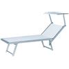 GTR Lettino Prendisole Con Tettuccio Da Spiaggia In Alluminio E Telo Textilene Bianco 186x61x39 Cm
