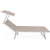 GTR Lettino Da Mare Professionale In Alluminio Con Tettuccio Parasole Crema 186x61x39